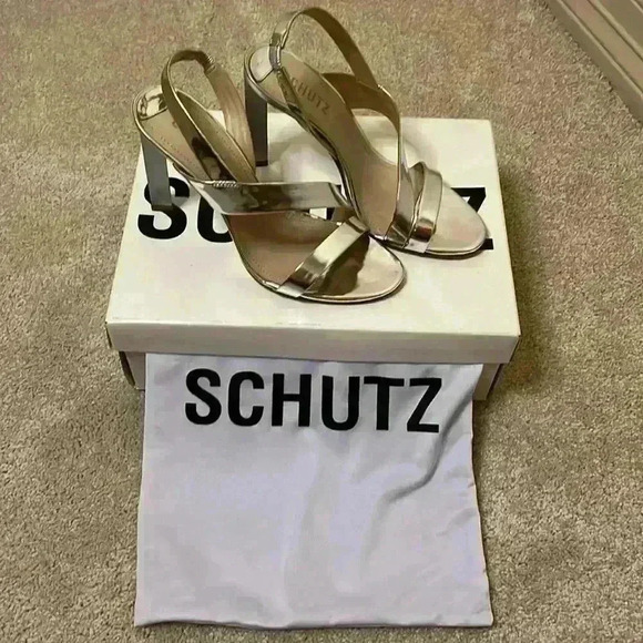 Schutz Dannie Slingback NWT High Heel Sandals Prata Silver - Picture 1 of 5